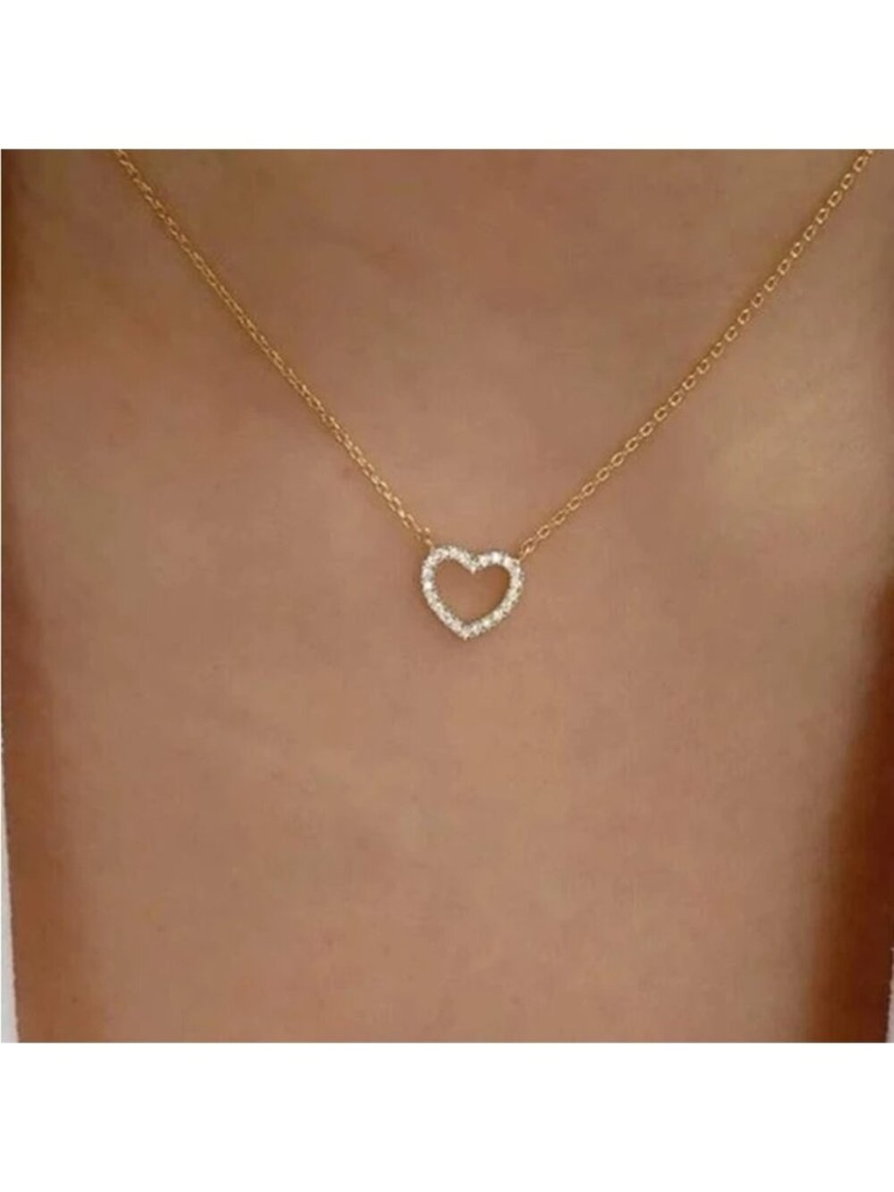 GOLD Heart Rhinestone Necklace